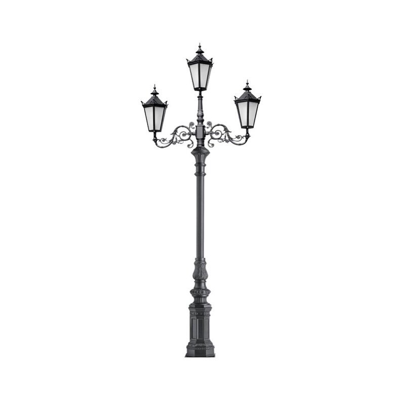 DDK-ZH-0601 Pali luminosi da giardino in acciaio a tre bracci con base in alluminio